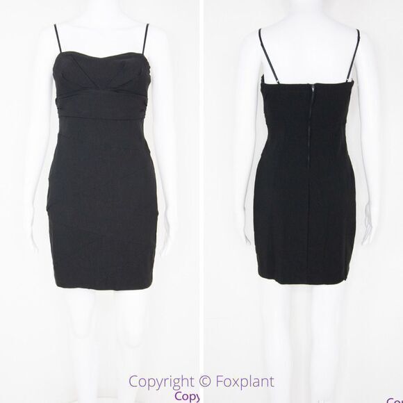 Ruby Rox USA-made black mini bodycon dress spaghetti‎ strap, size S - Picture 1 of 13